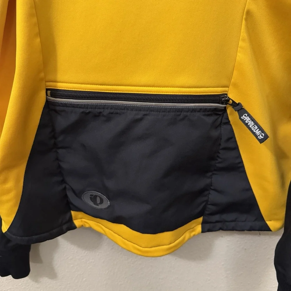 Pearl Izumi Cycling Jacket Black Yellow Reflective Full Zip Mens Small Fleece